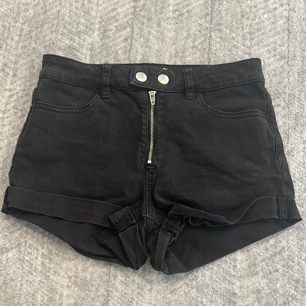 Black Women's High Rise Denim Shorts